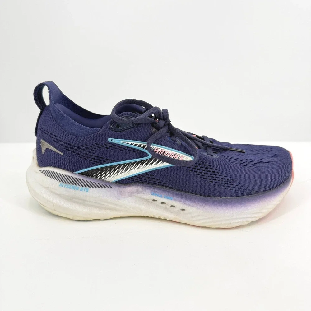 Brooks Glycerin GTS 21 Running Shoes Womens 10 Navy Blue Good Stability Sneakers